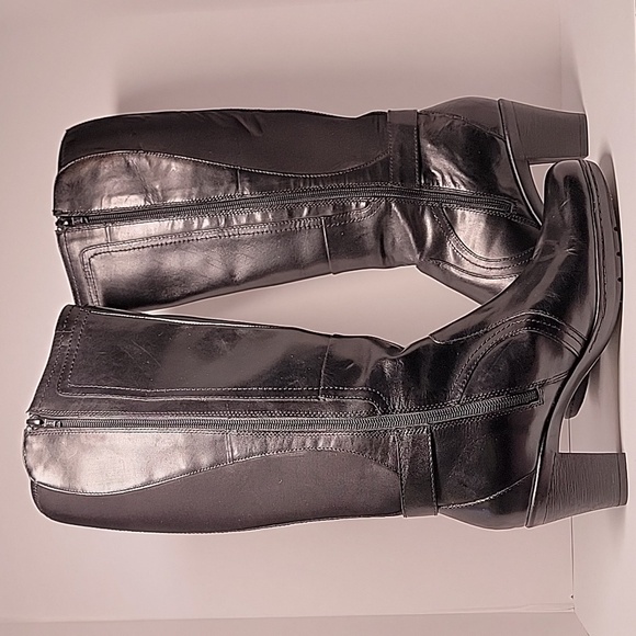 Clarks Bendables Boots Knee High Riding Equestrian Black Leather Pull-On 8.5 - Picture 10 of 16